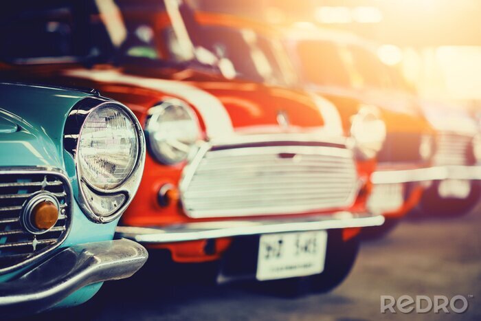 Canvas Classic Old Cars with colorful,Vintage retro effect style pictures.