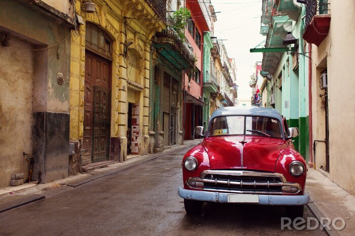 Canvas Classic oude auto op de straten van Havana, Cuba