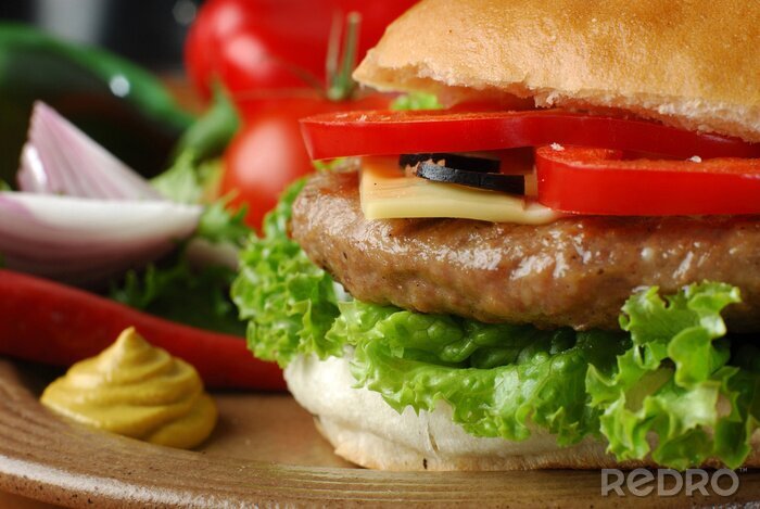 Canvas Close-up foto van een hamburger