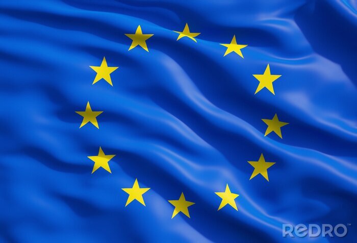 Canvas Close-up van de vlag van de Europese Unie. EU Gordijn Vlag.