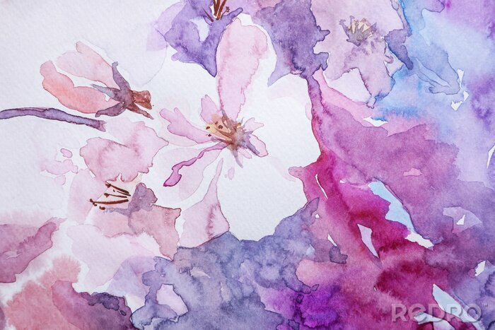 Canvas Closeup view of beautiful floral watercolor painting