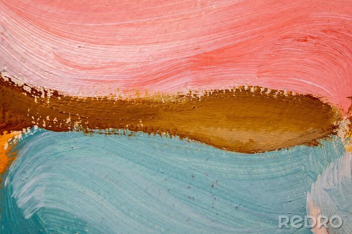 Canvas Colorful fragment of the painting. Oil paint texture with brush and palette knife strokes. Multi colored wallpaper. Macro close up acrylic background. Modern art concept. Horizontal fragment.