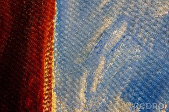 Canvas Colorful fragment of the painting. Oil paint texture with brush and palette knife strokes. Multi colored wallpaper. Macro close up acrylic background. Modern art concept. Horizontal fragment.