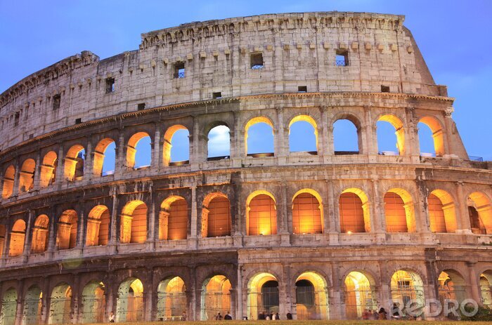 Canvas Colosseum bij nacht, Rome, Italië