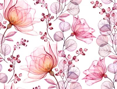 Canvas Compositie van roze planten
