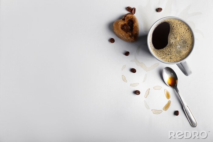Canvas Composition with hot coffee on white background