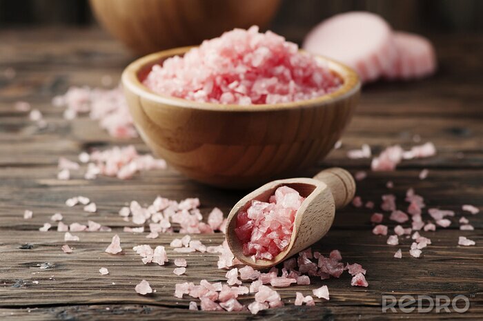 Canvas Concept van spa-behandeling met roze zout