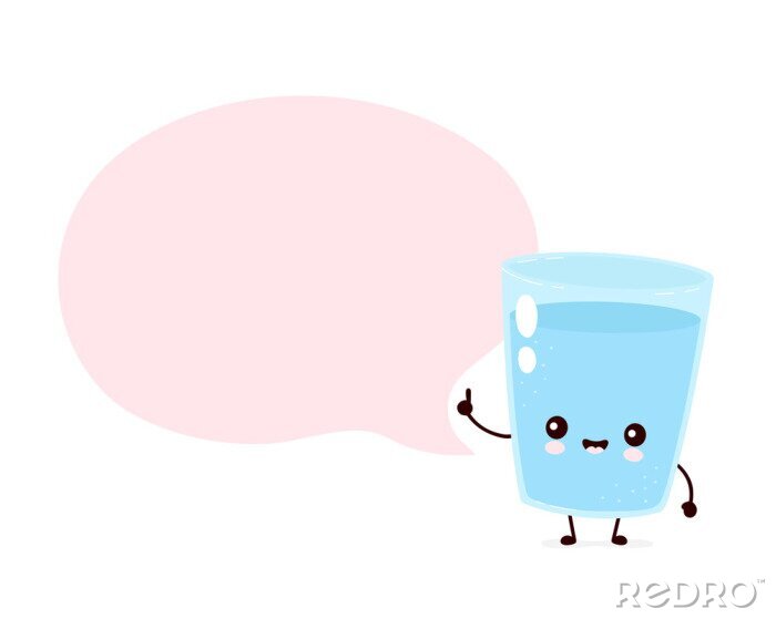 Canvas Cute smiling happy water glass 