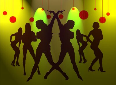 Canvas dans van sexy meisjes voor nieuwe jaar