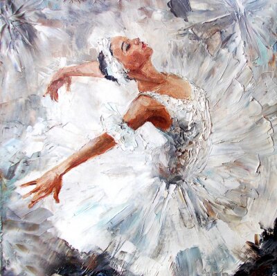 Canvas Dansende ballerina schilderen