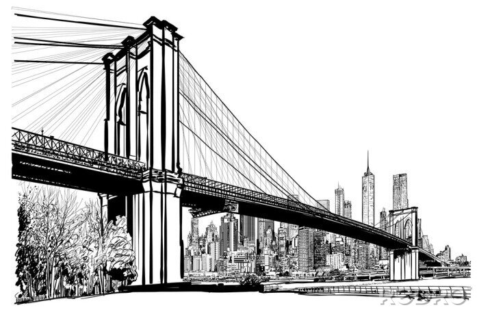 Canvas De brug van Brooklyn in New York