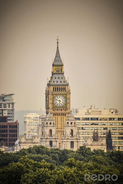 Canvas De Clock Tower in Londen, Engeland, Verenigd Koninkrijk