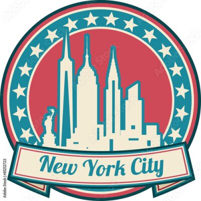 Poster De contouren van de gebouwen van New York in een symbolische weergave.