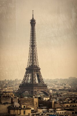 Canvas De Eiffeltoren op een oude foto