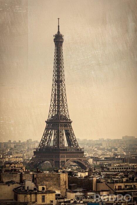 Canvas De Eiffeltoren op een oude foto