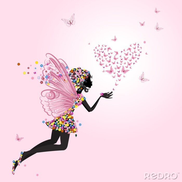 Canvas De fee en het vlinderhart