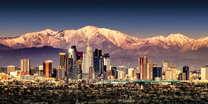 Canvas De horizon van Los Angeles met berg