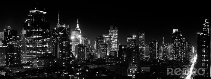 Canvas De horizon van Manhattan bij nacht