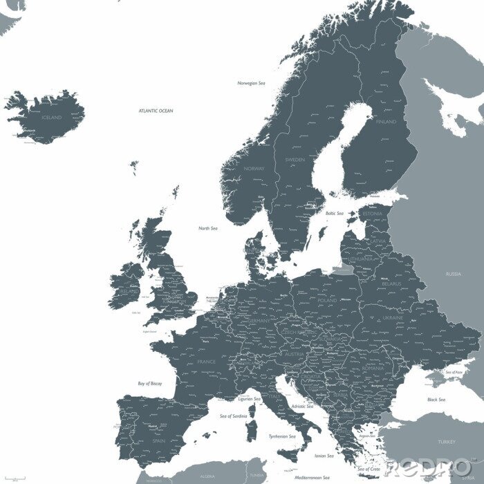 Canvas De kaart van Europa vector