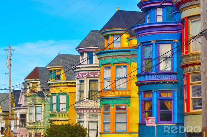 Canvas De kleurrijke Victoriaanse huizen van San Francisco