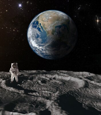 Canvas De maan op de achtergrond van de planeet aarde