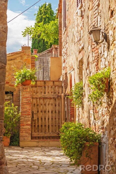 Canvas De middeleeuwse oude stad in Toscane, Italië