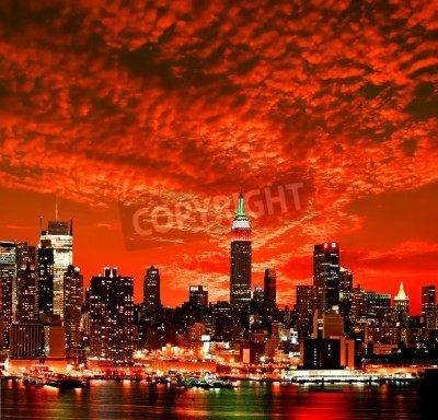 Canvas De New York City midtown skyline bij zonsopgang