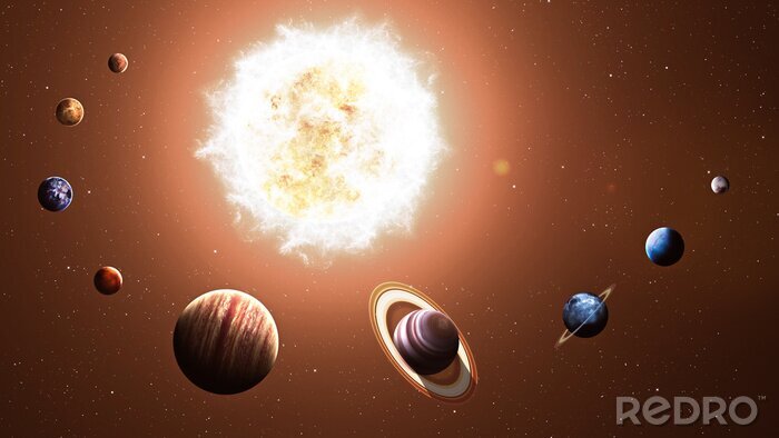 Canvas De planeten van het zonnestelsel en de zon