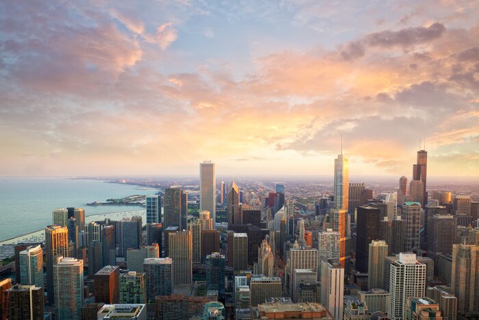 Canvas De skyline van de stad Chicago