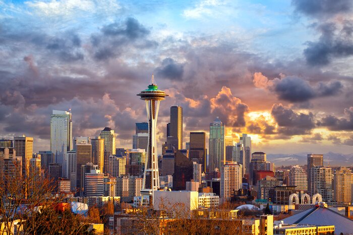 Canvas De skyline van de stad Seattle