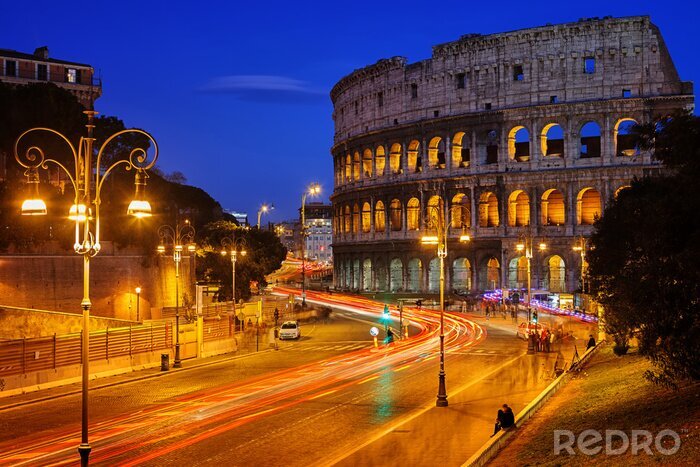 Canvas De stad Rome en de straat bij het Colosseum