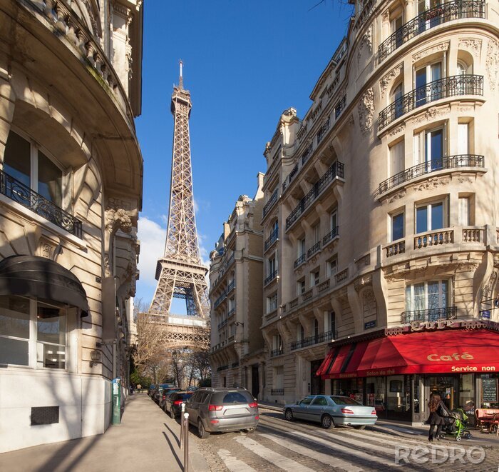 Canvas De straten van Parijs in de zon