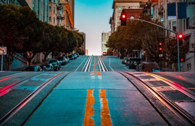 De straten van San Francisco bij dageraad