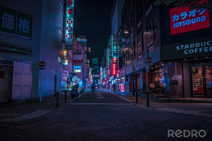 Canvas De straten van Tokyo bij nacht