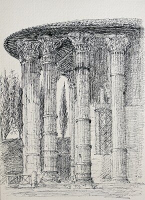 Canvas De Tempel van Vesta in Rome, Italië