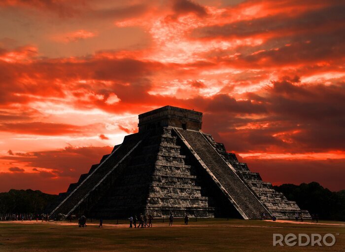 Canvas De tempels van Chichen Itza in Mexico