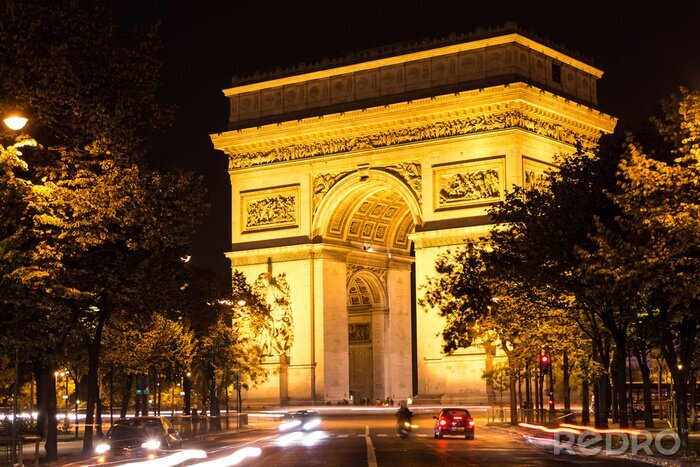 Canvas De triomfboog bij nacht, Parijs, Frankrijk.