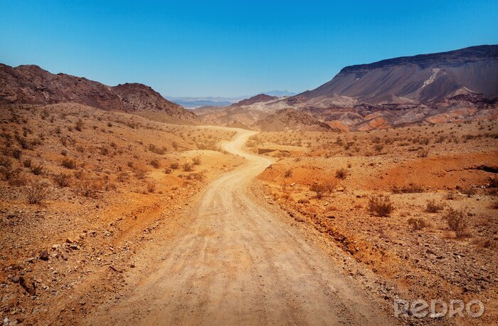 Canvas De weg in de woestijn. Southern Nevada, Verenigde Staten