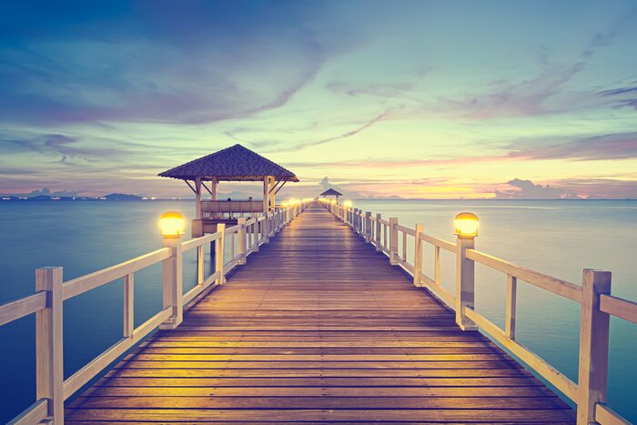 Canvas De zee bij zonsondergang