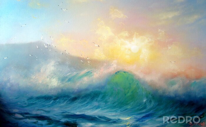 Canvas De zee op een delicate aquarel
