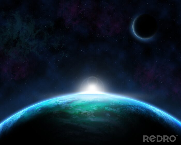 Canvas De zon aan de horizon van de planeet Aarde