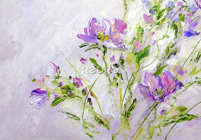 Canvas Delicate paarse bloemen