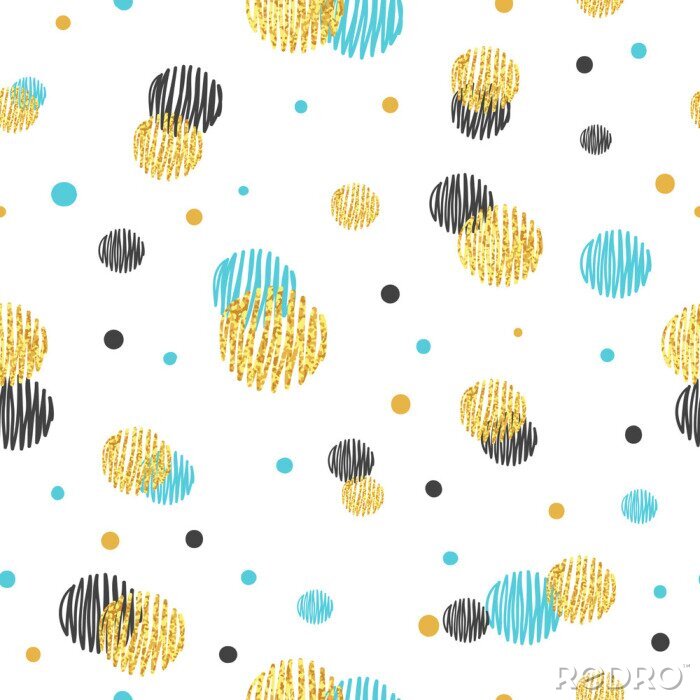 Canvas Dessin met stippen en cirkels in verschillende kleuren