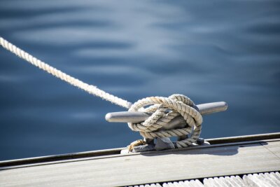 Canvas Detail foto van jachtkabel cleat op zeilboot dek