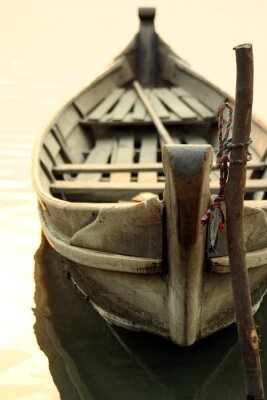 Canvas Details van een houten boot