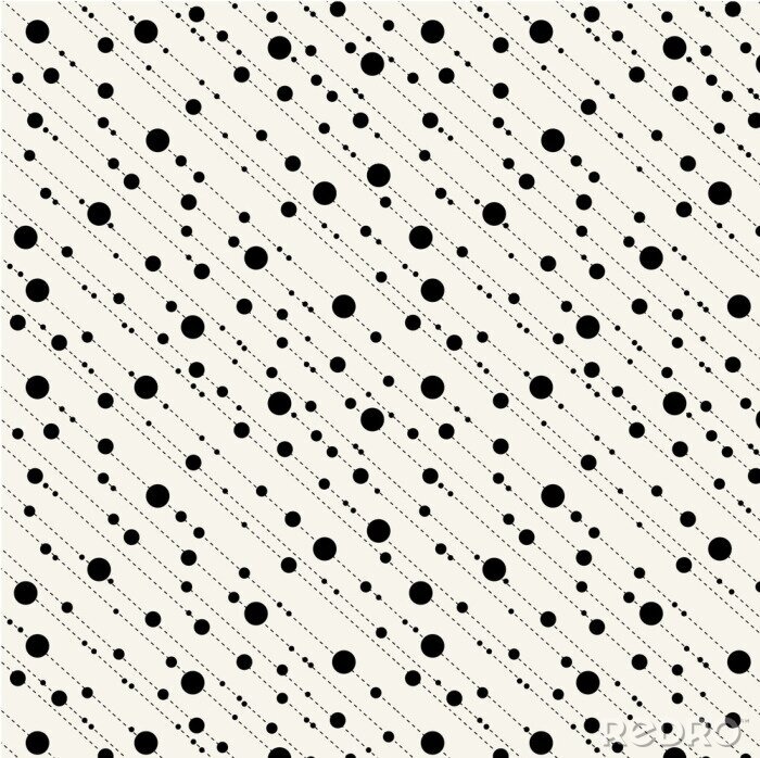 Canvas Diagonale punten en strepen naadloze patroon in zwart