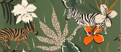 Dieren safari collage in moderne stijl