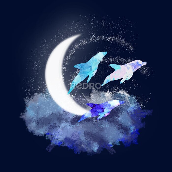 Canvas Dolfijnen in de lucht