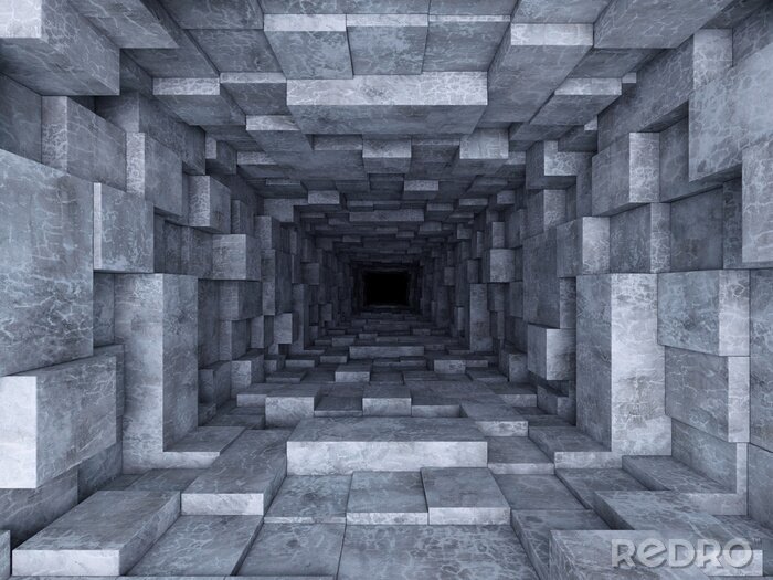 Canvas Donkere geometrische tunnel