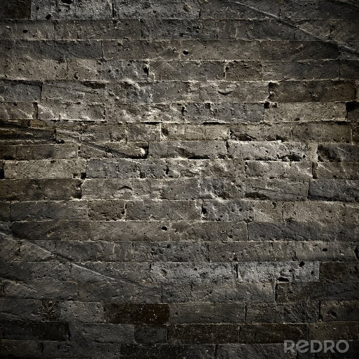 Canvas Donkere muur van bakstenen